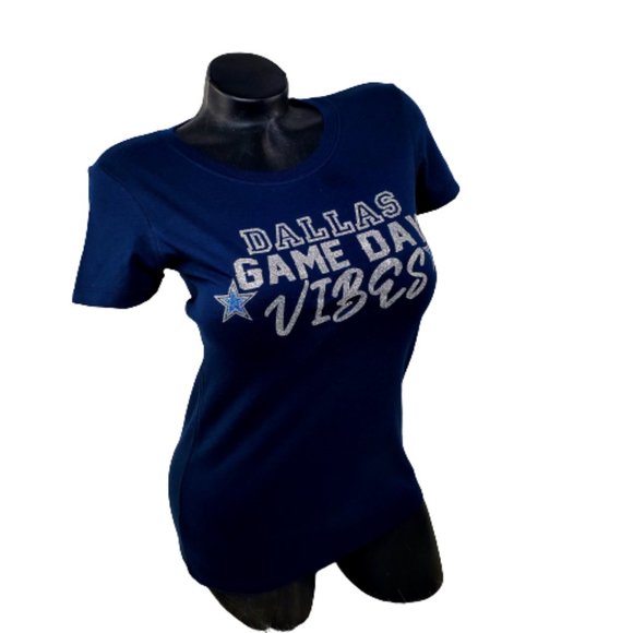 Dallas Game Day Vibes Navy Fitted Lt. Weight Jersey Tee. Game Day Tee!!! - Picture 2 of 4